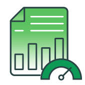 Green icon with charts and an odometer.